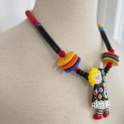 Vintage Designer Candace Loheed Ceramic Necklace Collectible