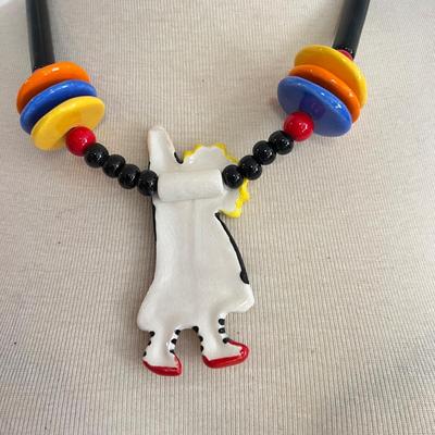Vintage Designer Candace Loheed Ceramic Necklace Collectible