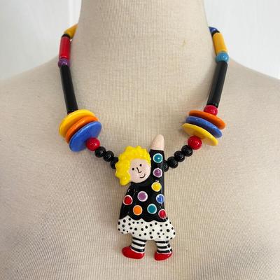 Vintage Designer Candace Loheed Ceramic Necklace Collectible