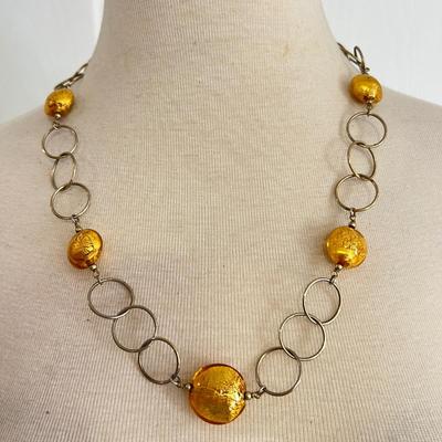 Designer Venetiaurum Murano Gold Glass Necklace