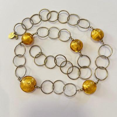 Designer Venetiaurum Murano Gold Glass Necklace