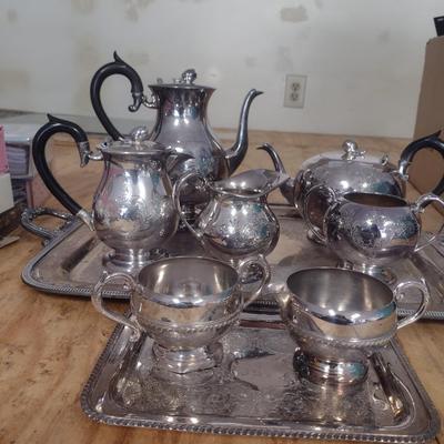 Tea and Coffee Set with Serving Trays (G)