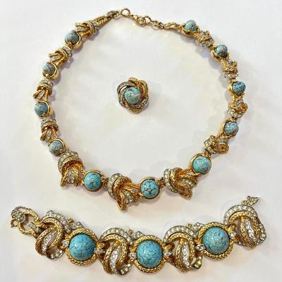 Vintage Designer Marcel Boucher Necklace Bracelet 1 Earring Set