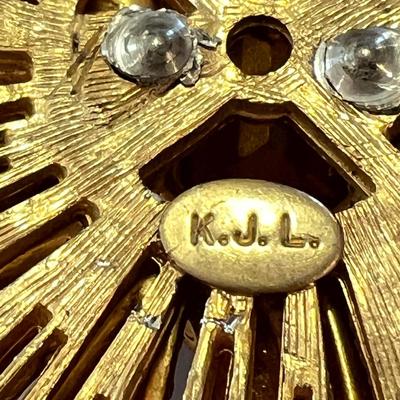 Vintage Designer K.J.L. Statement Brooch Pin Collectible