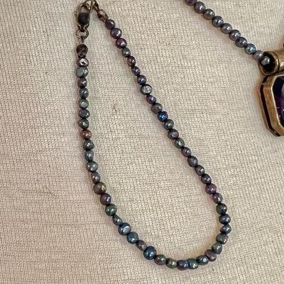 Designer Extasia Necklace Bracelet Lot - Glass Cameo, Pearl