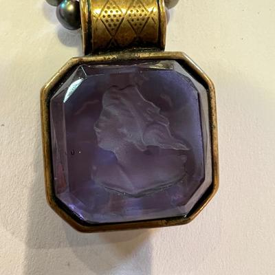 Designer Extasia Necklace Bracelet Lot - Glass Cameo, Pearl
