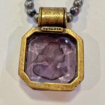 Designer Extasia Necklace Bracelet Lot - Glass Cameo, Pearl