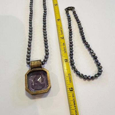 Designer Extasia Necklace Bracelet Lot - Glass Cameo, Pearl