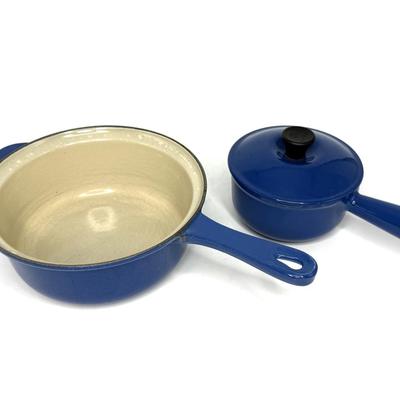 Blue Le Creuset Set - 1 Pan and 1 Small Pot with Lid