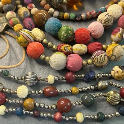 Multi color wood necklaces