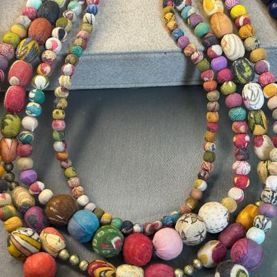 Multi color wood necklaces