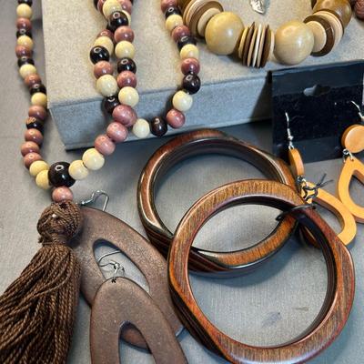 Brown tone wood jewelry