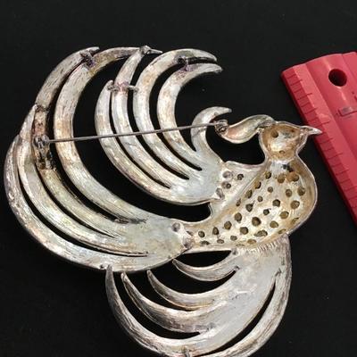Large Rhinestone Enamel Brooch