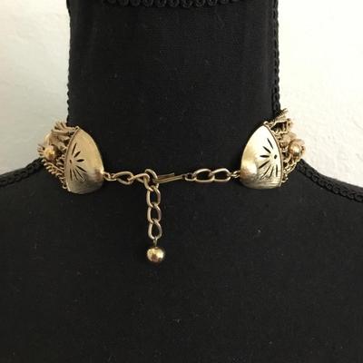 Beautiful vintage, goldtone, multi layered chain statement, necklace