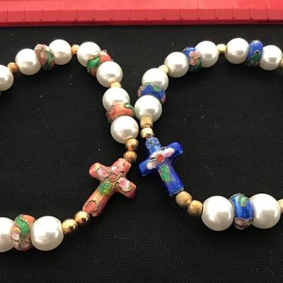 Cloisonne Cross Beaded Bracelets