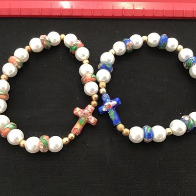 Cloisonne Cross Beaded Bracelets