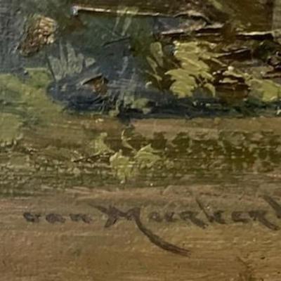 Original Oil Painting On Canvas "Wet Day" By Dutch Painter Hans Van Moerkerker