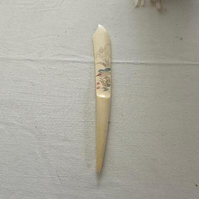 ASIAN THEMED DOLL, WOODEN TRICK BOX AND LETTER OPENER