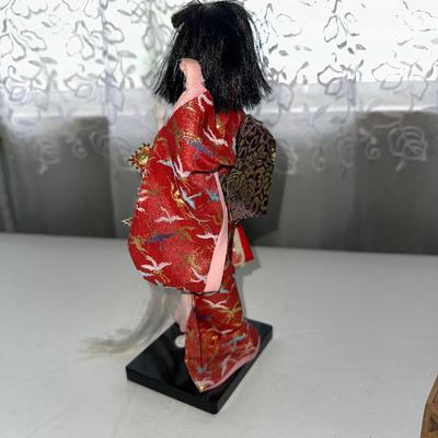 ASIAN THEMED DOLL, WOODEN TRICK BOX AND LETTER OPENER
