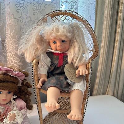Sale Photo Thumbnail #765: Doll on Right with chair is 16” Tall