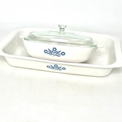 Corning Ware Blue Cornflower Set - Roaster and 10" Lidded Casserole Dish