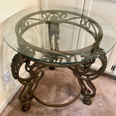 Glass Top Metal End Table