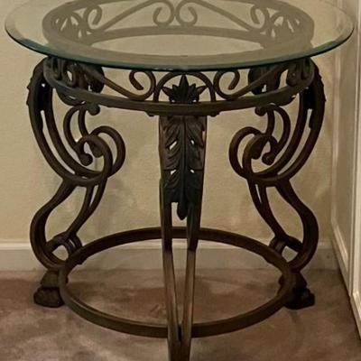 Glass Top Metal End Table