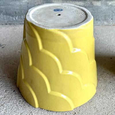 Vintage Set of 2 Yellow Ceramic Planters - Alamo Pottery Inc.