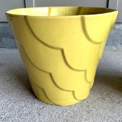 Vintage Set of 2 Yellow Ceramic Planters - Alamo Pottery Inc.