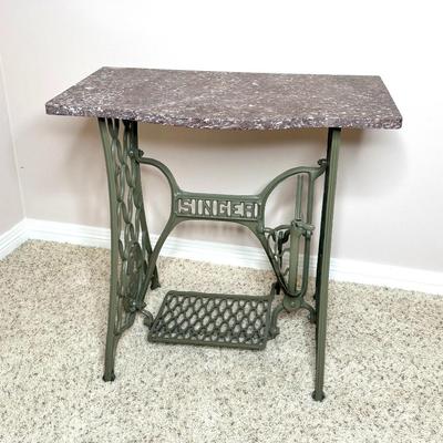 Vintage Singer Sewing Base Table with Marble Top