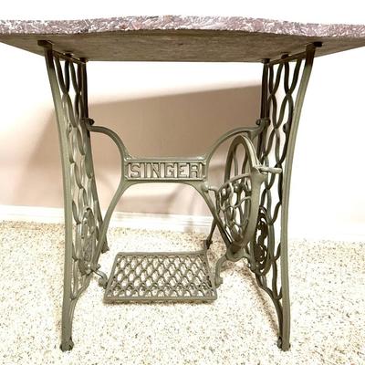 Vintage Singer Sewing Base Table with Marble Top