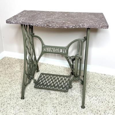Vintage Singer Sewing Base Table with Marble Top