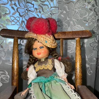 Sale Photo Thumbnail #841: Doll on chair measures 8-1/2” Tall
