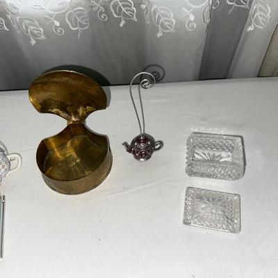 CRYSTAL AND BRASS TRINKET BOXES