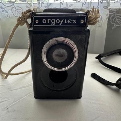 NIKON 35MM CAMERA AND ARGO FLEX BOX CAMERA