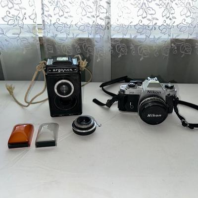NIKON 35MM CAMERA AND ARGO FLEX BOX CAMERA