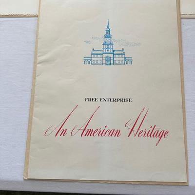 FREE ENTERPRISE-AN AMERICAN HERITAGE BOOKLET AND 2 REPRODUCED TALIO-CROME PICTURES OF “CATHEDRAL OF ST. ETIENNE” & “SAINTE CROIX...