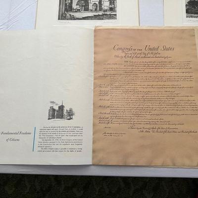 FREE ENTERPRISE-AN AMERICAN HERITAGE BOOKLET AND 2 REPRODUCED TALIO-CROME PICTURES OF “CATHEDRAL OF ST. ETIENNE” & “SAINTE CROIX...
