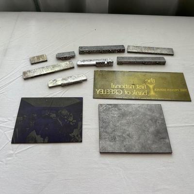 PRINTING PLATE OF JACKIE KENNEDY AND LYNDON B. JOHNSON, VINTAGE PRINTING PRESS BLOCKS FOR ADVERTISING AND 2 PRINTING PLATES
