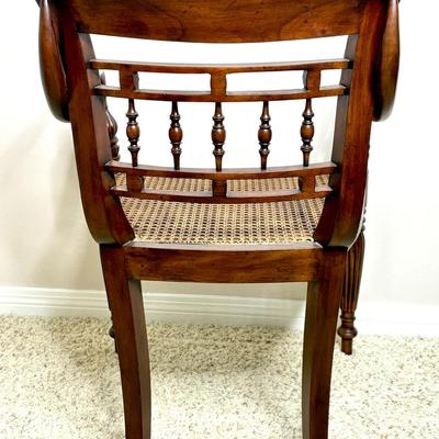 Set of 2 Antique Cane Seat Solid Wood Armchairs