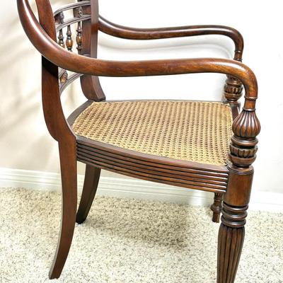 Set of 2 Antique Cane Seat Solid Wood Armchairs