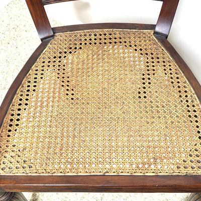 Set of 2 Antique Cane Seat Solid Wood Armchairs