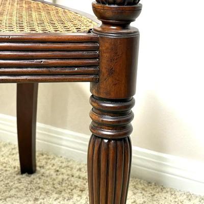 Set of 2 Antique Cane Seat Solid Wood Armchairs