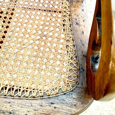 Antique Solid Wood Cane Seat Rocking Chair