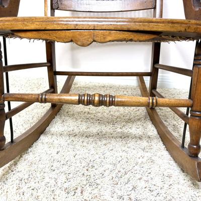 Antique Solid Wood Cane Seat Rocking Chair