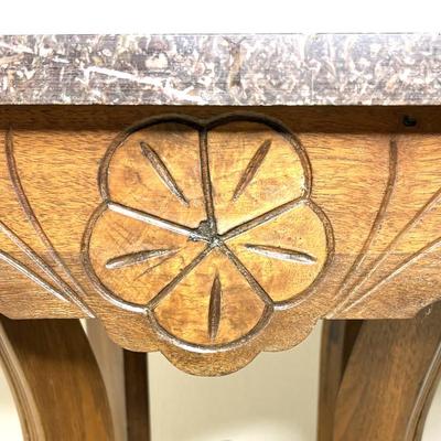 Antique Eastlake Walnut Parlor Table with Marble Top