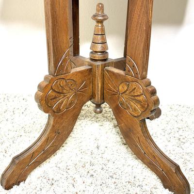 Antique Eastlake Walnut Parlor Table with Marble Top