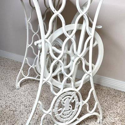 Singer Sewing Table Base with White Wood Top