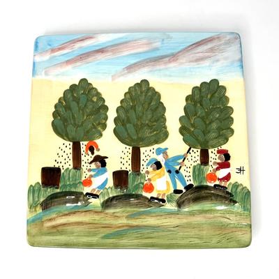 Clementine Hunter “Pecan Picking” Plate from The Clementine Hunter Collection
