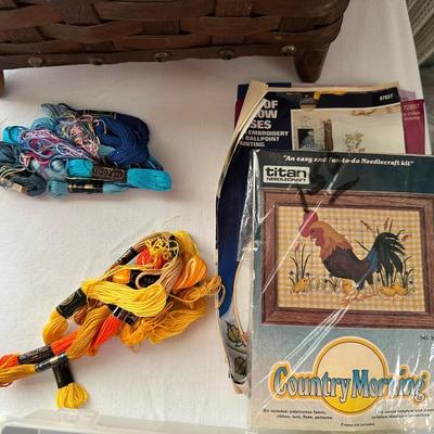 CRAFT SUPPLIES AND A SEWING BOX